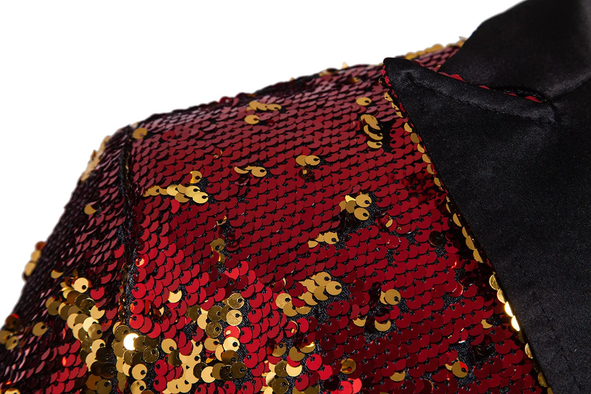 2026 Men's Blue Metallic Shiny Sequins Tuxedo, Performance,Party Dress Coat, Fashion Long Cardigan Suit Jacket,Red, Gold Blazers
