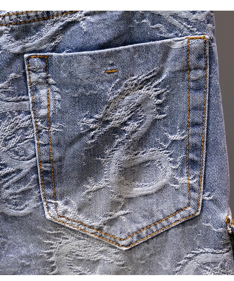 Printed Men's Clothing Denim Shorts Men Summer New Fashion Bermuda Jeans Street Wear Straight Personality Male Short Pants