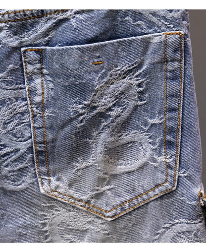 Printed Men's Clothing Denim Shorts Men Summer New Fashion Bermuda Jeans Street Wear Straight Personality Male Short Pants
