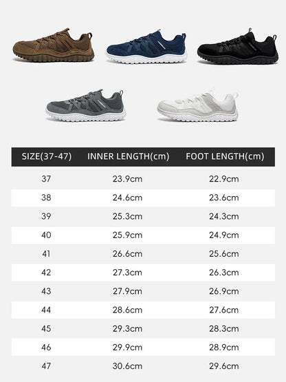 Unisex Wide Toe Sneakers Mesh Breathable Walking Shoes Non Slip Lace Up Sneakers