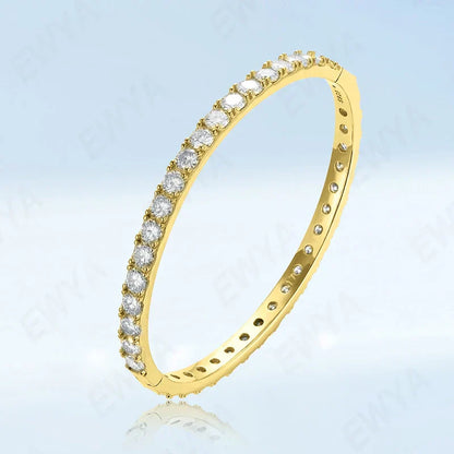 Real GRA Certified D Color 4mm 0.3CT Full Moissanite Bangle Bracelet for Woman Party S925 Sterling Silver Diamond Bracelets