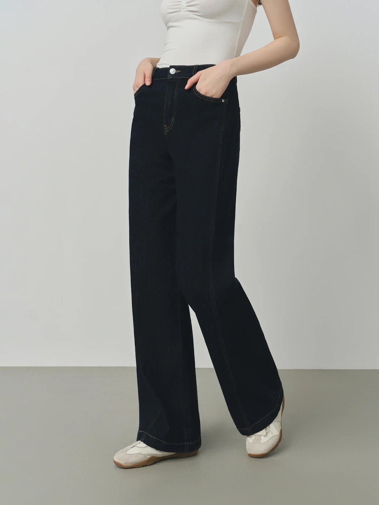 Retro Raw Denim High-waist Straight-leg Jeans Women's 2025 Early Autumn New 3D Cut Slimming Jeans 25FS13104