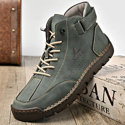 New 2024 Autumn Handmade Leather Men Boots Design Sneakers Man Breathable Casual Leather Shoes Men Ankle Boots Outdoor Boats