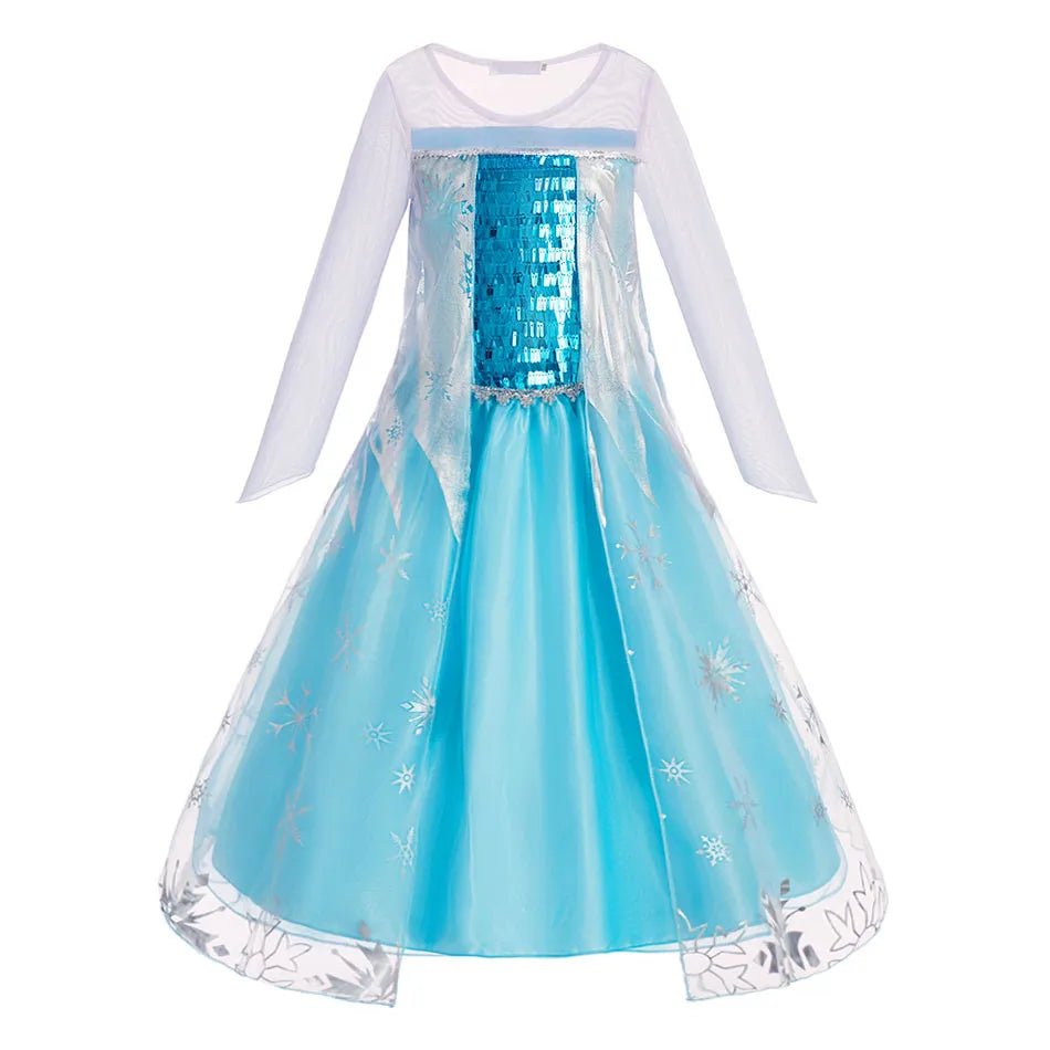 Girls Elsa Anna Dress Children Princess Carnival Dress Kids Jasmine Rapunzel Pageant Flower Disguise Birthday Cosplay Costume