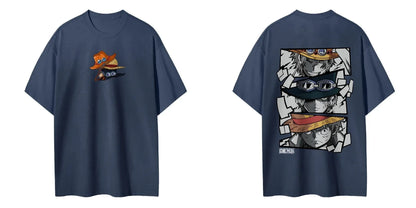 One Piece Men's Women's T-shirt Monkey D. Luffy Portgas D. Ace Sabo Anime Summer Spring Boy's Short Sleeves Parent-child Outfits