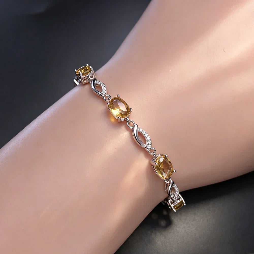 Zultanite Bracelet Sterling 925 Silver Oval Cut 5*7mm Created Sultanite Color Chance Fine Jewelry for Women Wedding Party Gift