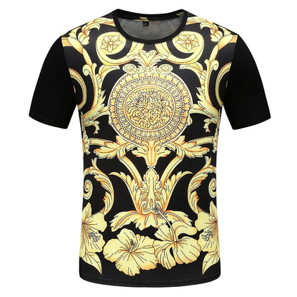 Men's And Women's Summer Casual T-shirts 3D Printed Shirts Retro Luxury Royal Flowers Street Fashion Oversized Clothing Tops