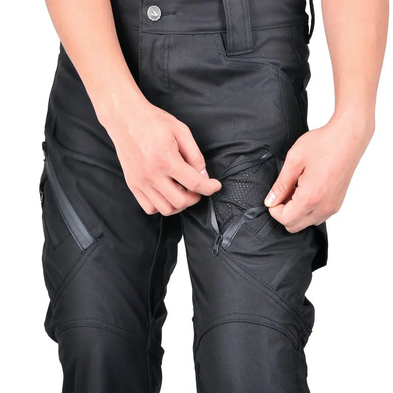 Waterproof Motorcycle Riding Pants All-Season Reflective Strip Adjustable Waistband Knee & Hip Pad for Outdoor Riding pants