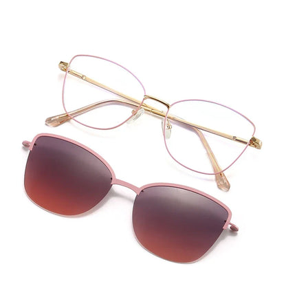 New Fashion Cat Eye Polarized Sunglasses Magnetic Clip-On Myopia Optical Glasses Customizable Prescription 7015