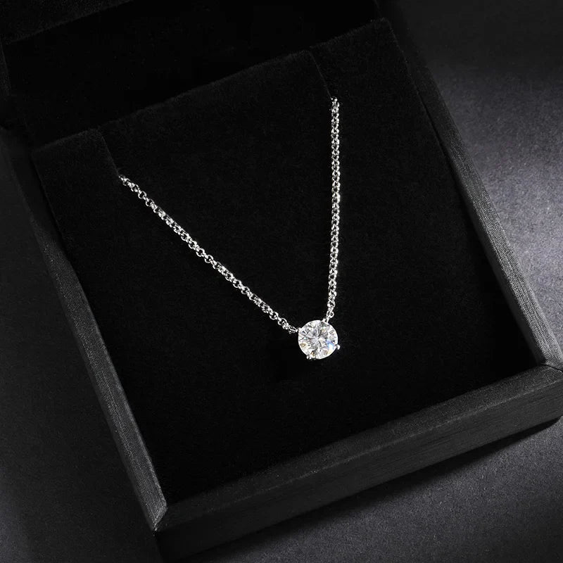 Luxury 1/2/3/5CT Real D Color Moissanite Pendant Necklace For Women Men 925 Silver Plated 18K Bridal Neck Fine Jewelry Gift