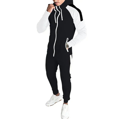 New Men's Autumn and Winter Suit Zipper Hoodie + Pants Two-piece Casual Sportswear Men's Sportswear Warm Clothing Sports Suit
