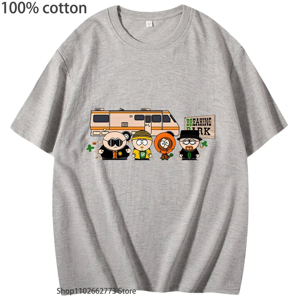 Breaking Bad Shirt Park PrintT Shirt Men's Fashion Clothing Chicken Brothers Summer Tees Y2k Top Streetwear Women 100% Cotton