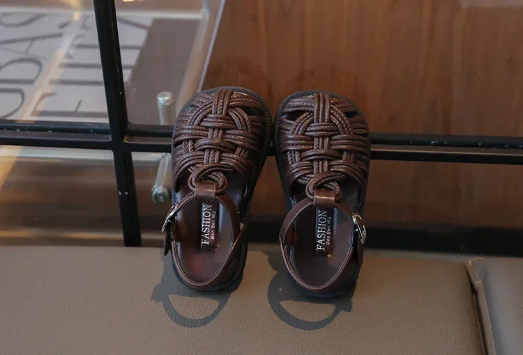 New Sandals Summer Children's Woven Casual Baby Shoes Girls Beach Shoes Slipper Baby Girl Shoes Size 22-31