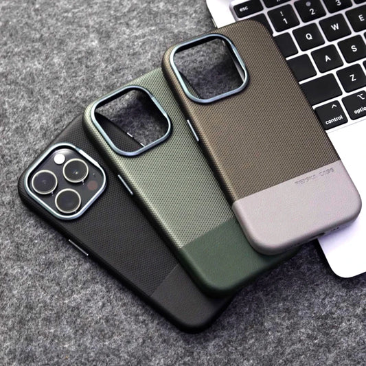 for MagSafe Luxury Business Hit Color Relief Leather Case for IPhone 16 15 14 13 Pro Max Magnetic Wireless Charging Alloy Lens
