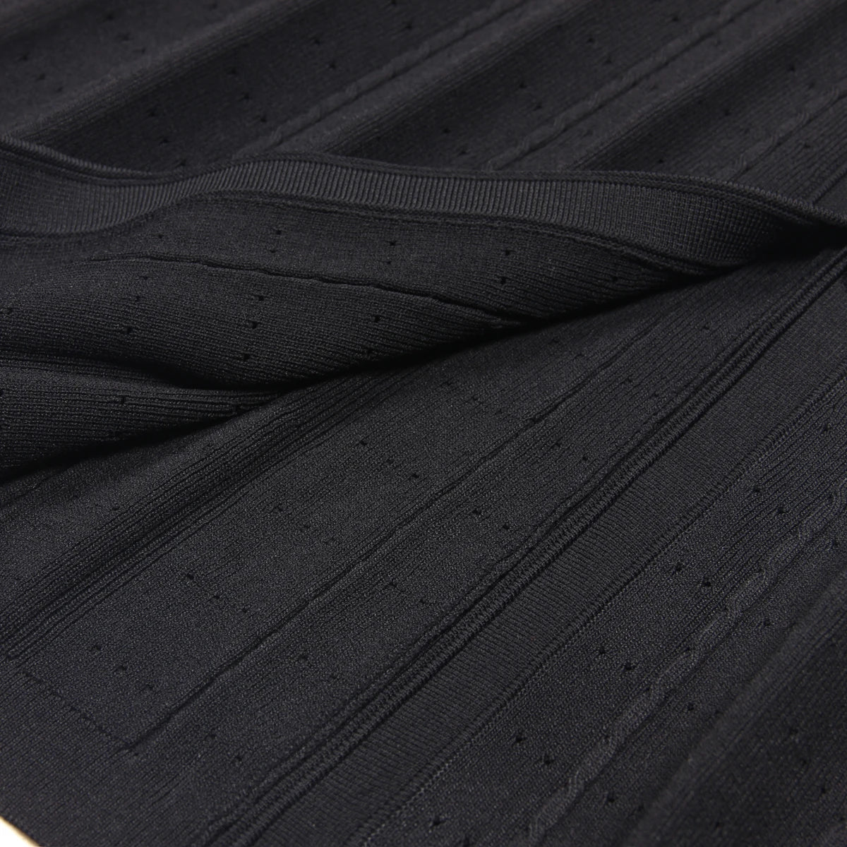 Three Color High-quality New Fashionable Elastic Knitted Hollow Round Neck Single Breasted Short Sleeved Slim Fit Women's Dress