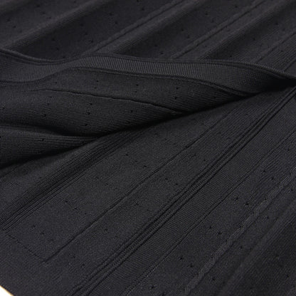 Three Color High-quality New Fashionable Elastic Knitted Hollow Round Neck Single Breasted Short Sleeved Slim Fit Women's Dress