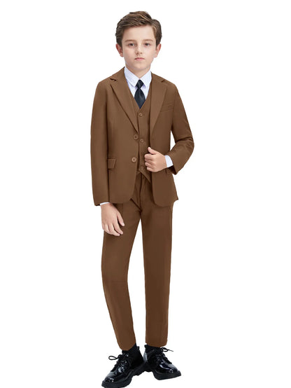 Boys Suits 4-Piece Jacket Vest Pants Tie Random Teen Dress Wedding Performance Prom Formalwear Classic Slim Elegant Age 2-16Y