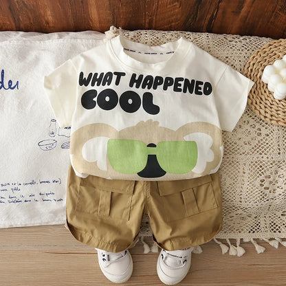 0-5 Years Old Baby Boys Summer Outfit Cartoon Print Short Sleeve T-shirt + Shorts 2Pcs Casual Toddler Clothing Set