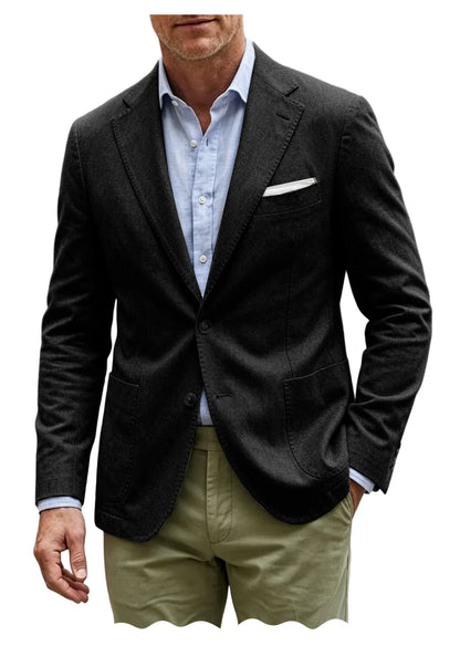 Men's Cotton Blazer Notch Lapel 2 Button Slim Fit Suit Jacket Lightweight Breathable Business Casual Daily Sport Coat for Spring