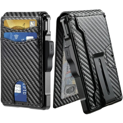 Portefeuille pour hommes, portefeuille minimaliste pour hommes 9-13 cartes, portefeuille compact et mince avec pince à billets et fenêtre d'identification, blocage RFID intelligent Pop Up C