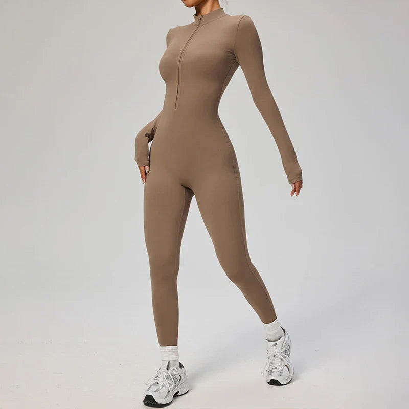 Zipper Jumpsuit Women Quick Dry Clothing Sportswear Woman Gym Yoga Sport Sets Spandex Nylon Workout Sets Women Tracksuit
