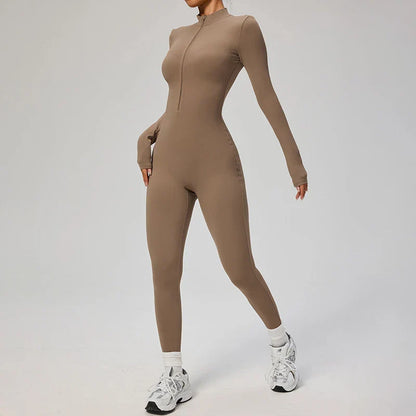 Zipper Jumpsuit Women Quick Dry Clothing Sportswear Woman Gym Yoga Sport Sets Spandex Nylon Workout Sets Women Tracksuit