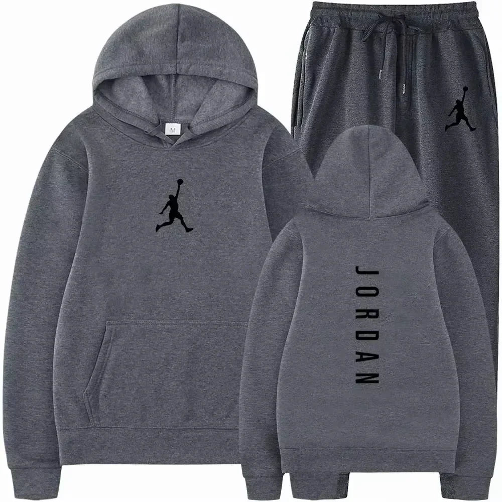 2026 Spring/Summer New Collection Outdoor Fitness Basketball Casual Sportswear Set, Stylish Men's Hooded Sweatshirt + Jogging Pa