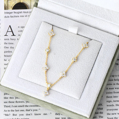 Moissanite Necklace Bracelet Earring 925 Sterling Silver Four Leaf Flower Pendant Moissanites Jewelry Set For Wedding Gift