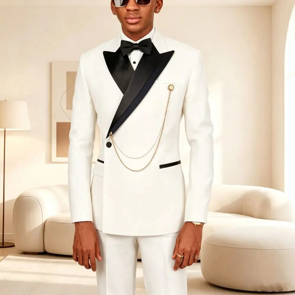 Slim Fit Suits for Men 2 Pieces Formal Wedding Suits Mix Match Elegant Asymmetric Shawl Collar Embellished Separates Prom Wear