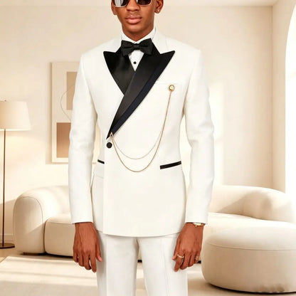 Slim Fit Suits for Men 2 Pieces Formal Wedding Suits Mix Match Elegant Asymmetric Shawl Collar Embellished Separates Prom Wear