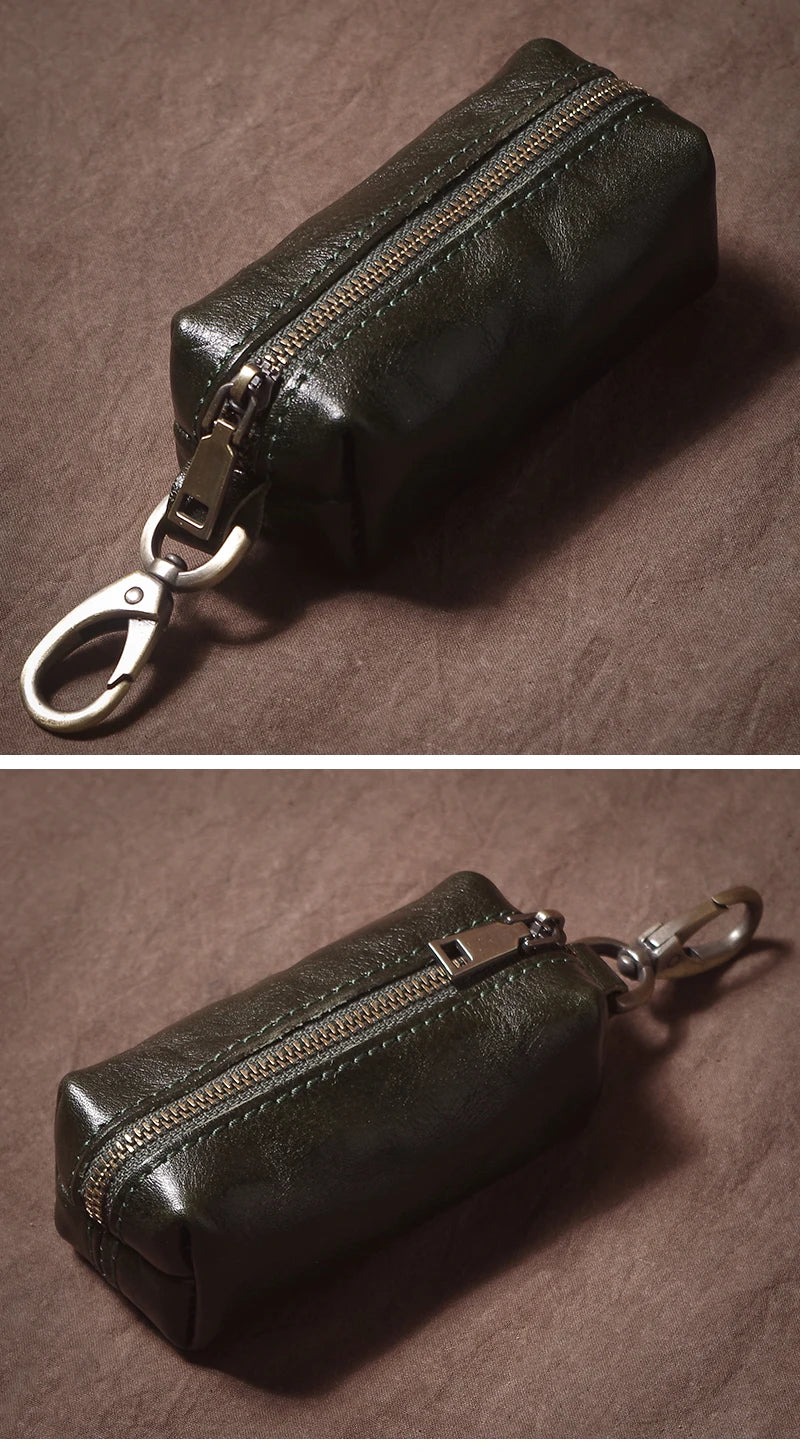 Luxury High Quality Genuine Leather Car Key Vintage Men and Women Waist Hanging Cowhide Key Case Housekeeper Home Organizer