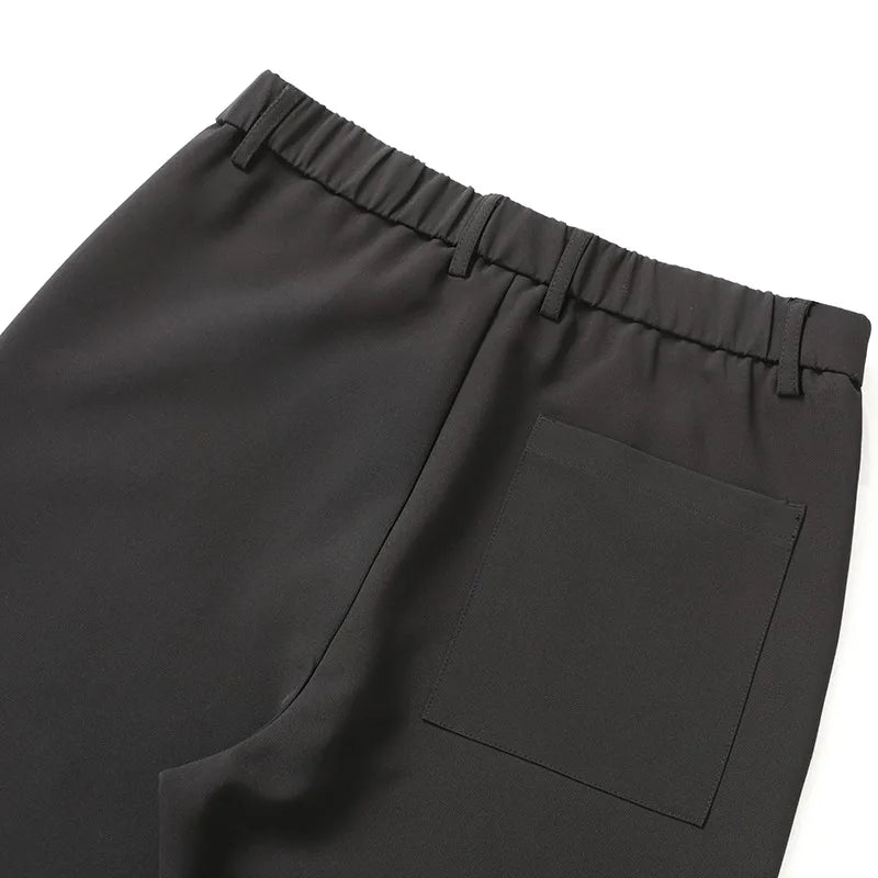 Black Business Suit Pants Men's Small Flared Elastic Comfortable Drape Loose Solid Color Office Casual Trousers Male Clothes