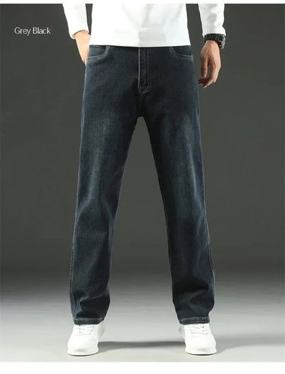 2026 New Spring and Autumn Men's Jeans, Loose, Comfortable, Straight, Business Casual, Versatile Wide-leg Business Trousers