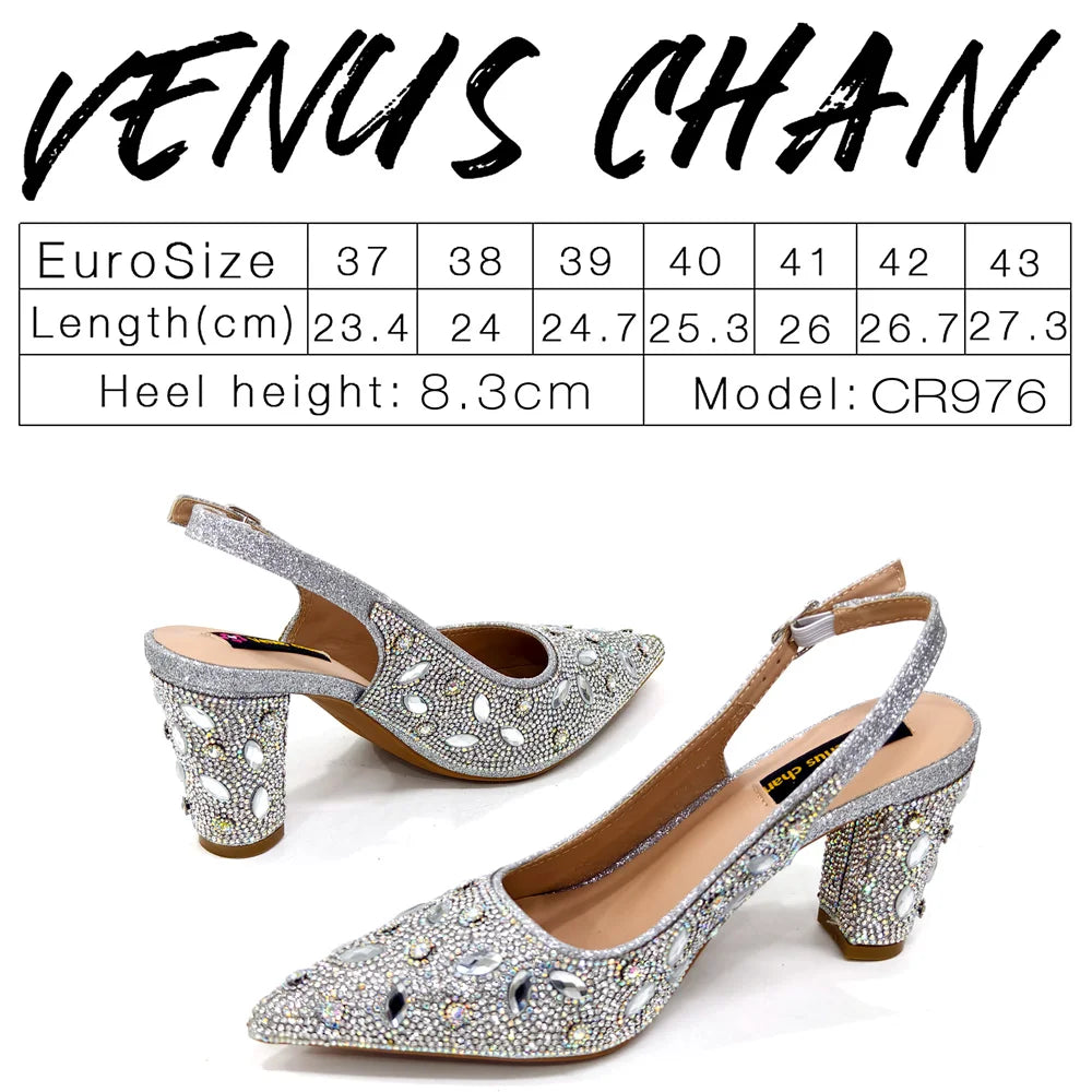 2025 Newest INS Style Black Color Elegant High Heels Nigeria Popular Design African Ladies Shoes And Bag Set For Party