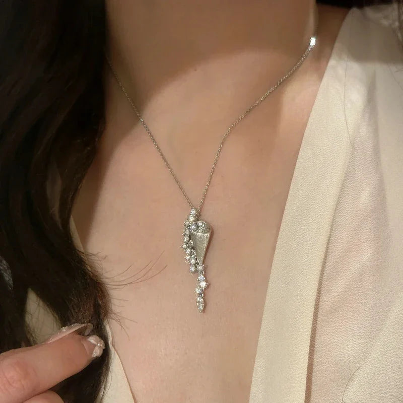 Marquise/Round Cut Moissanite Necklace Exquisite Tassel Pendant Necklaces For Women Collarbone Chain Jewelry Gift