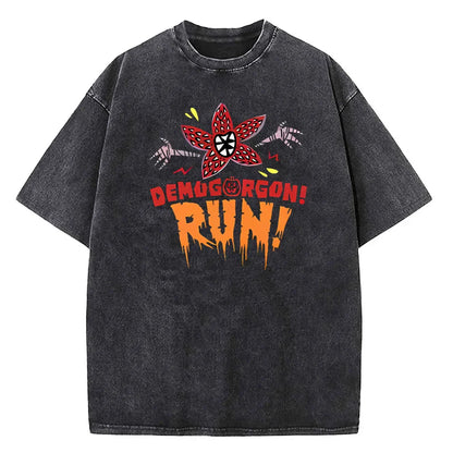 Demogorgon Hawkins Vintage Washed T Shirt Women Men Anime Cotton T Shirt Summer Harajuku Street Tops Clothing