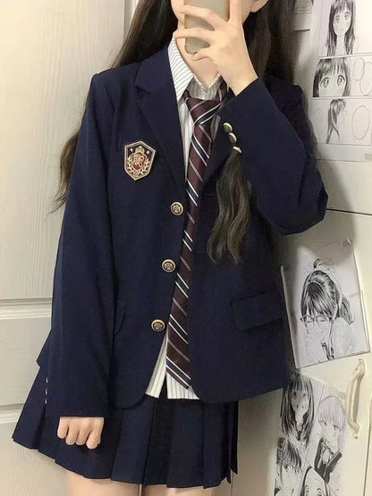 Women's Japanese School Uniform Style Basic Long Sleeve Blazer High Quality Casual Niche Design Spring Autumn Suit Jacket