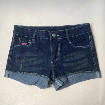 Summer Korean Sexy Low Waist Women Denim Shorts American Lady Y2K Elastic Slim Fit Hot Pants Female Embroidery Wrapping Jeans