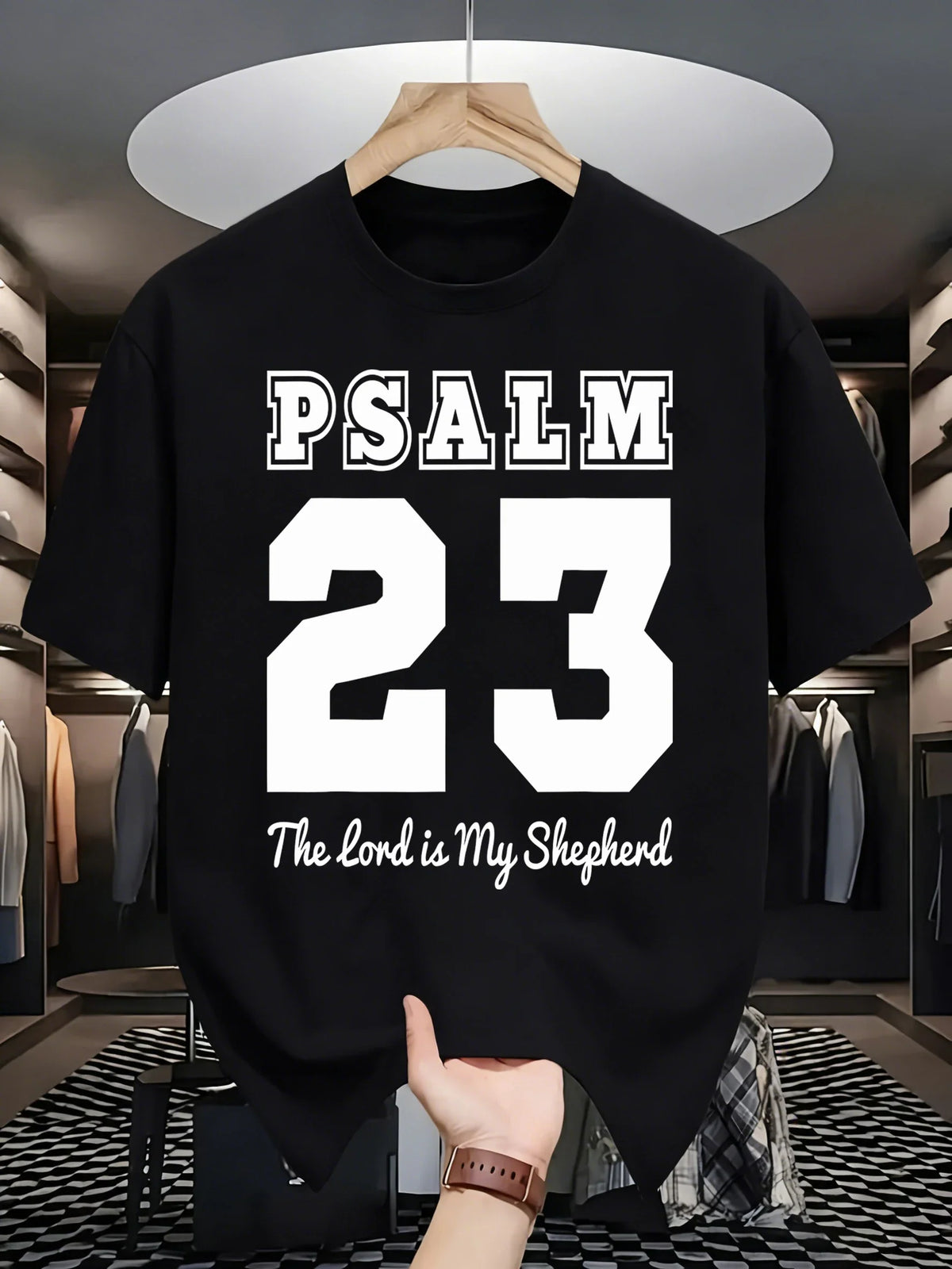 Psalm Number 23 Printing T-Shirt Men Cotton Crewneck T Shirts Summer Loose Basics Clothing Fashion Unisex Retro Short Sleeve