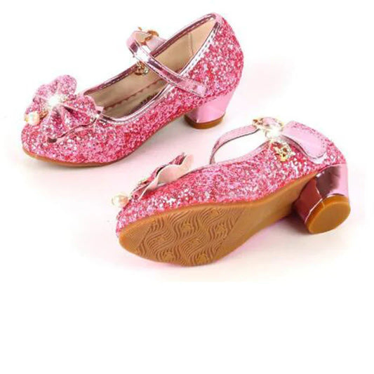 2026 Spring New Children's Shoes  Princess Shoes Girl's Fashion Sandals Crystal Princess Shoes Blue Pink Silver