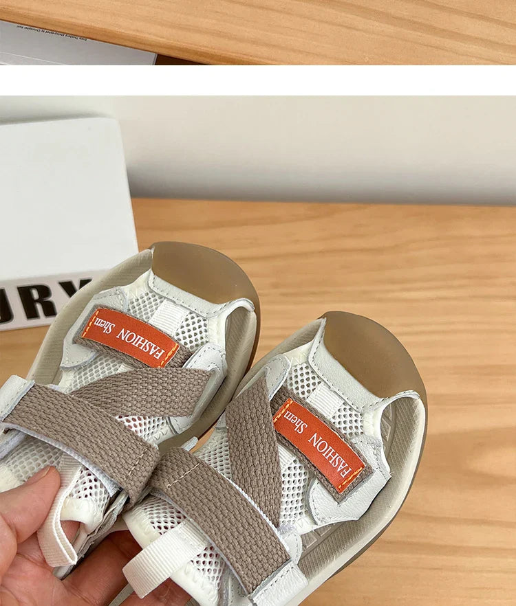 2026 Summer Kids Sandals for Boys Anti-slippery Sole Toddler Beach Shoes Hook&loop Baby Boys First Walkers Barefoot Casual Wear