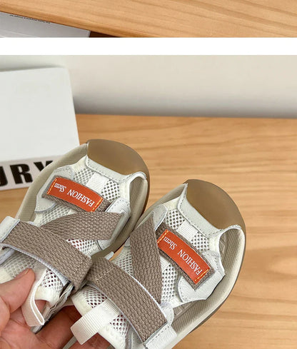 2026 Summer Kids Sandals for Boys Anti-slippery Sole Toddler Beach Shoes Hook&loop Baby Boys First Walkers Barefoot Casual Wear