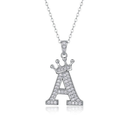925 Silver Initial Necklace Sparkling Full Moissanite Diamond Pendant Charm Necklaces for Women Letter Name Choker Jewelry Gift