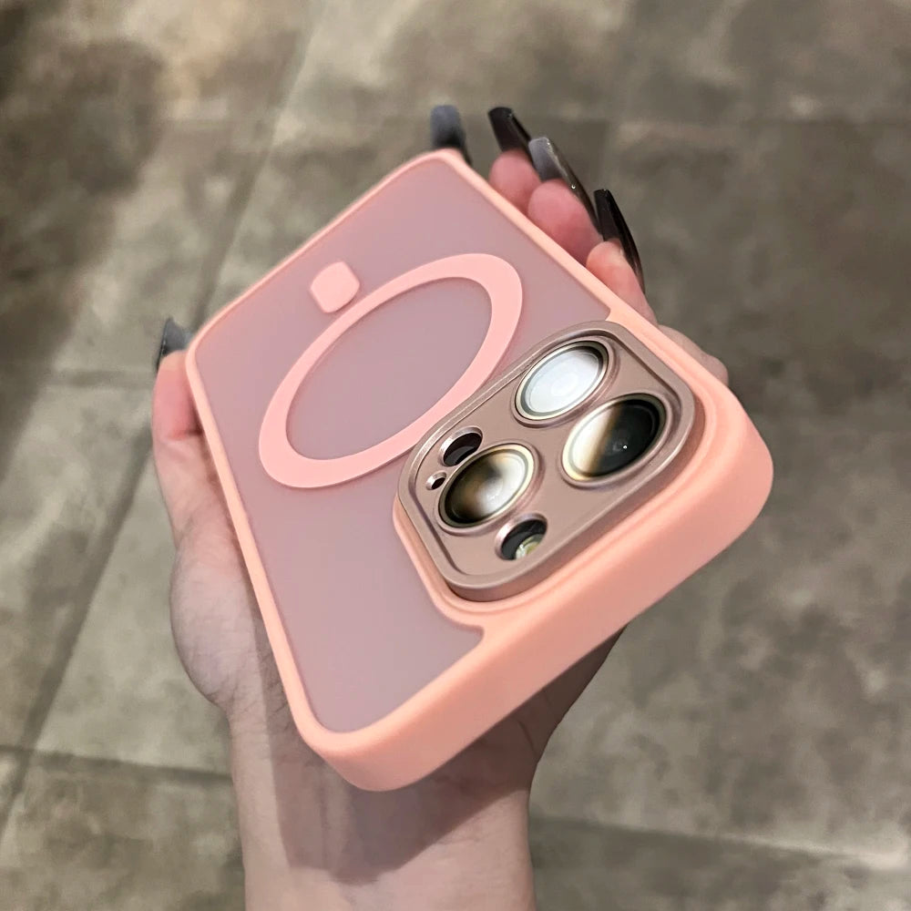 Matte For Magsafe Magnetic Case For iPhone 16 15 Pro Max 14 13 12 11 Frosted Translucent Wireless Charge Shockproof Bumper Cover