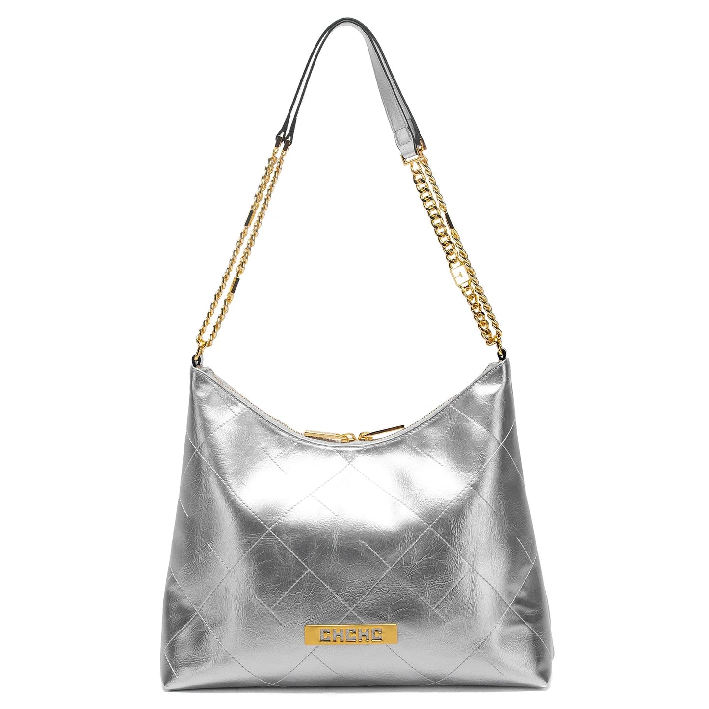 Women's Handbag New Silver Tote Bag Classic Car Seam Handheld Chain Bag
