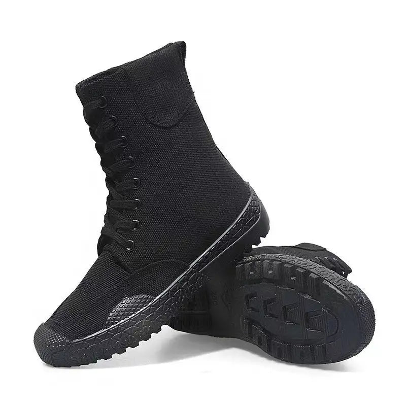 36-46 Mens Boots Spring Autumn Male Canvas Botas Lace-Up Shoes High Top Booties Solid Color Zapatos Ankle Motorcycle Footwear Y3