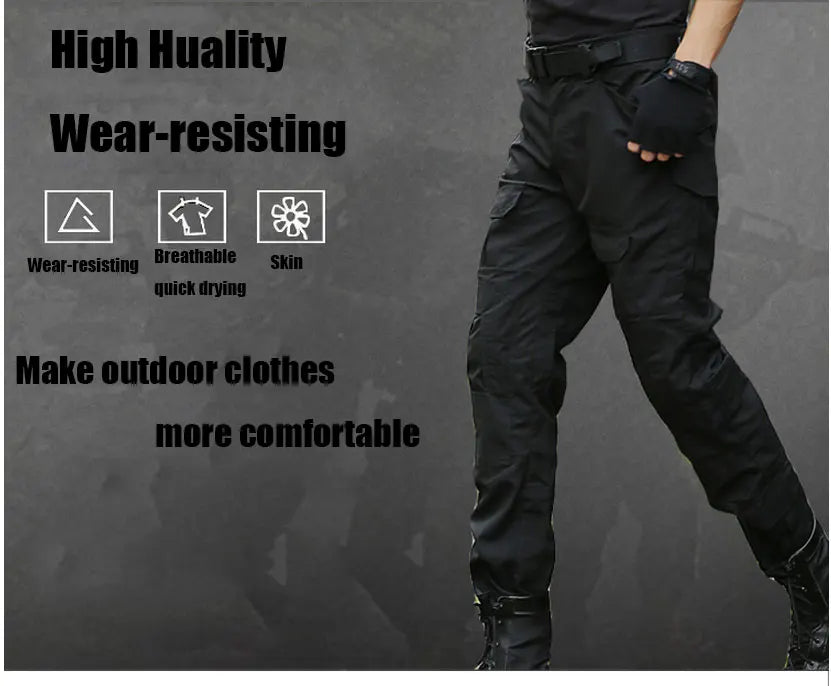 Men's Fashion Outdoor Hiking Overalls Pants Camouflage Tactical Pants Hunting Uniform Fighting Multi-Pocket Trousers