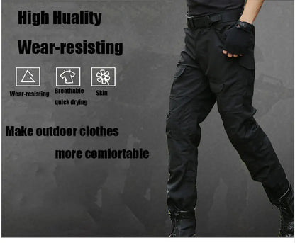 Men's Fashion Outdoor Hiking Overalls Pants Camouflage Tactical Pants Hunting Uniform Fighting Multi-Pocket Trousers
