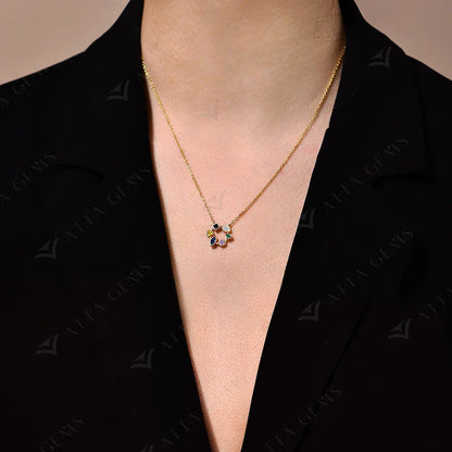 S925 Sterling Silver Necklace 18K Yellow White Gold Plated O-chain Pear Zircon Marquise Sapphire Jewelry Gift For Women