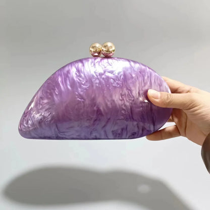 shell shape clutch bag women designer evening party cute purse new green gold purple ivory handbag High Quality